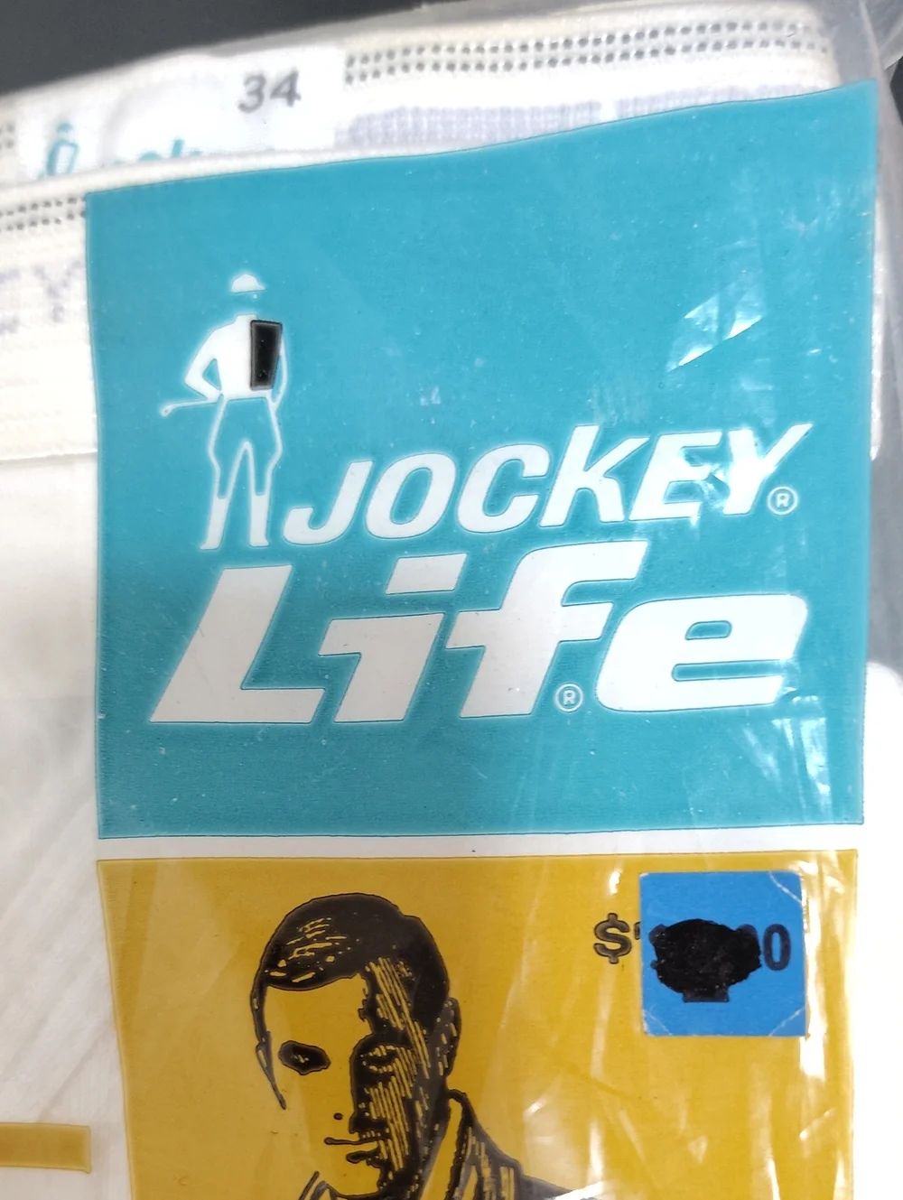 1968 VTG Jockey Life Lo Rise Slim Guy Men Brief WHITE -100% Cotton -Size 34 NOS